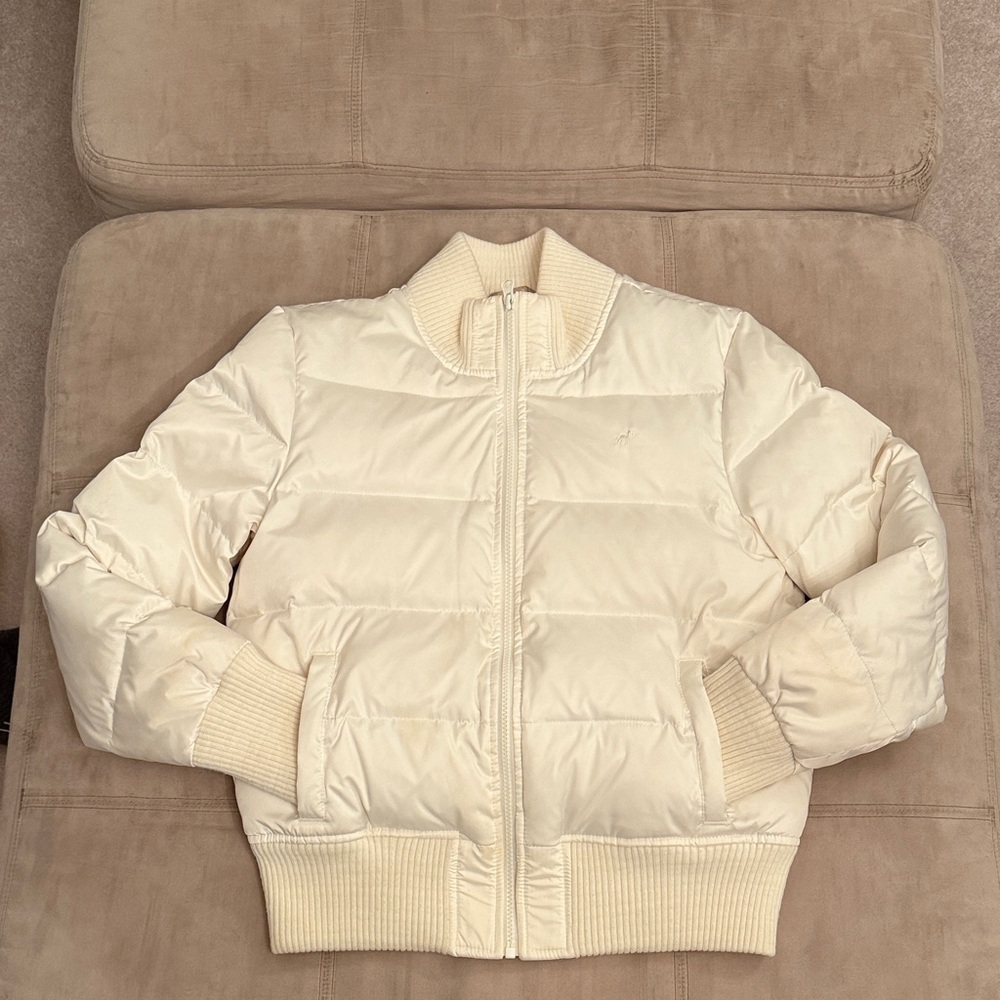 Old Navy Puffer Jacket Size Medium Off White Fleece lined